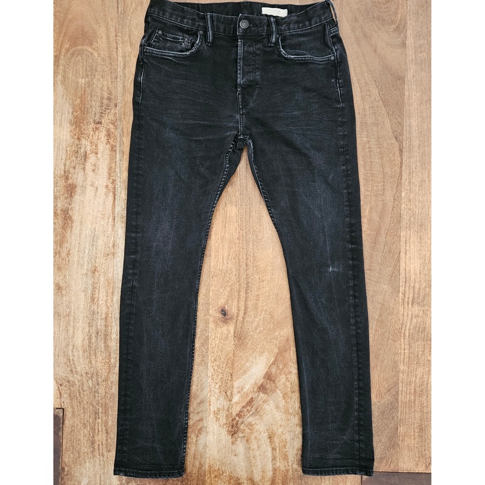 Allsaints Cigarette Skinny Jeans Mens 32 x 31 Black Slim Fit Button Fly Denim
